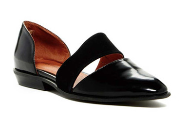 Quarter View: Women's Shoes, Women's Flats, Joella by Jeffrey Campbell, Pointed toe leather flats, Color Black. Size 8.5