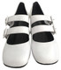 Pair View: Women's Shoes, Women's Mary Janes, Jeffrey Campbell Bickle, Double Strap Mary Janes, Block 2.5" heel, Color White. Size 6