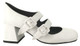 Side View: Women's Shoes, Women's Mary Janes, Jeffrey Campbell Bickle, Double Strap Mary Janes, Block 2.5" heel, Color White. Size 6