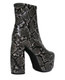 Quarter View: Women's Shoes, Women's Boots, Jeffrey Campbell Fiction Boot, Snake skin platform boots, Color: Black grey snakeskin, 5.5" heel and 2.25" platform.