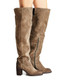 Side View: Women's Shoes, Women's Over the Knee Boot, Suede upper, Jeffrey Campbell Raylan, 3.25" heel, Color Taupe, Size 7