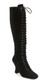 Quarter View: Women's Shoes, Women's Lace Up Boot, Jeffrey Campbell Wyder, Suede Upper, 4" heel height, Size 10, Color Black.