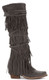 Side View: Women's Boots, Women's Knee High Fringe Boot, Jeffrey Campbell Esconder, Grey Suede, Size 6