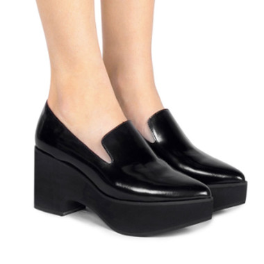 Worn View: Women's Shoes, Women's Platform Pointed toe loafer, Jeffrey Campbell Sinead, Black, Size 6