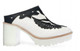 Side View: Women's Shoes, Women's Platform Slide, Jeffrey Campbell O-Ren, Leather upper, White Black, Size 7