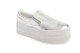 Quarter View: Women's Shoes, Women's Sneaker, Jeffrey Campbell See Ya, Slip on sneaker, mirror upper and white platform. Size 10