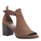 Quarter View. Women Shoes, Women's Sandal, OTBT Metaphor, cut out bootie, Leather upper, 3" heel, Color Medium Brown.