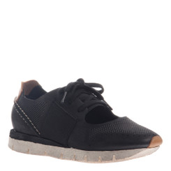 Quarter View. Women Shoes, Women's Sneakers, OTBT Star Dust, cut out Sneaker, 1" heel, Color Black), Light Weight EVA outsole