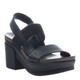 Quarter View:  Women Shoes, Women's Sandals, OTBT Indio, 3" stacked heel-platform sandal, Textured leather, Color Black.