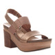 Quarter View:  Women Shoes, Women's Sandals, OTBT Indio, 3" stacked heel-platform sandal, Textured leather, Color Copper.
