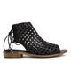 Side View: Women's Shoes, Women's Flat Sandal, Musse and cloud aimy, Perforated leather, 1" heel, Color: Black