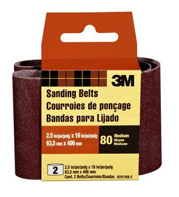3M Sanding Belt 9251NA-2, 2.5 in x 16 in, Medium, 80 Grit, 2 Each 10 Packs | AFT Fasteners