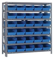 Steel Shelving with 30 Shelf Bins - 12 x 7 x 4 (V1239-102)
