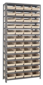 Steel Shelving with 48 Shelf Bins - 18 x 8 x 4 (V1875-108) - Ivory