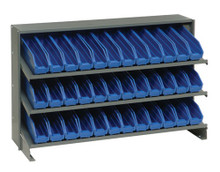 Steel Shelving with 36 Shelf Bins - 12 x 3 x 4 (VQPRHA-100) - Blue