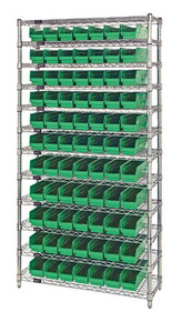 WR12-105 SHELF BIN WIRE SHELVING SYSTEM - GREEN