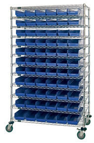 Wire Shelving with 91 Shelf Bins - 12 x 4-7 x 4 (VWR74-1248-101102)
