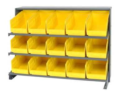 Vqprha 207 Sloped Shelf Bench Rack 3 Shelves 24 Bins 12x8x6