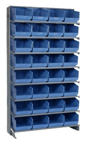Sloped Shelf Bench Rack - 8 Shelves with 32 Bins - 12 x 8 x 6 (VQPRS-207-BL)