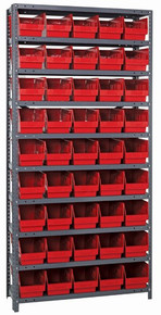 Steel Shelving System 10 Shelves - 45 Bins -12 x 7 x 6 (V1275-202-RD)