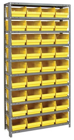 Steel Shelving System 10 Shelves - 36 Bins - 12 x 8 x 6 (V1275-207-YL)