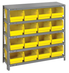 Steel Shelving System 5 Shelves - 16 Bins - 12 x 8 x 6 (V1239-207-YL)