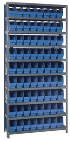 Steel Shelving System 10 Shelves - 72 Bins - 18 x 4 x 6 (V1875-203-BL)