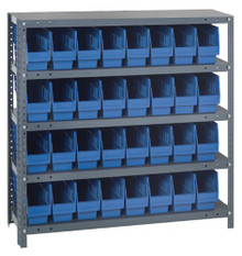 Steel Shelving System 5 Shelves - 32 Bins - 18 x 4 x 6 (V1839-203-BL)