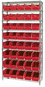 VWR9-202 - Wire Shelving System 9 Shelves - 40 Bins (12 x 7 x 6)