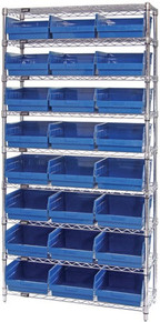 VWR9-209 - Wire Shelving System 9 Shelves - 24 Bins (12 x 11 x 6)