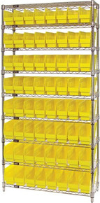 Wire Shelving System 9 Shelves - 64 Bins - 24 x 4 x 6 (VWR9-205)