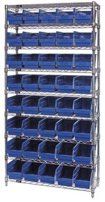 Wire Shelving System 9 Shelves - 40 Bins - 24 x 7 x 6 (VWR9-206)