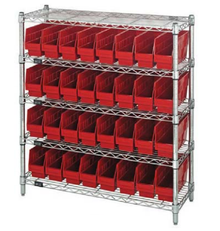 Wire Shelving System 5 Shelves - 32 Bins - 12 x 4 x 6 (VWR5-39-1236-201)