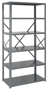 Steel Open Shelving - 22 Gauge - 39 Inch High 6 Shelves 12 x 36 (V22G-39-1236-6)