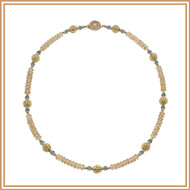 Faceted Champagne Topaz, Blue Topaz and Gold Necklace