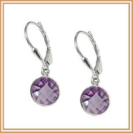 Faceted Round Pink Amethyst and Sterling Silver Earrings