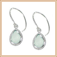 Faceted Chalcedony Teardrop and Textured Sterling Silver Earrings