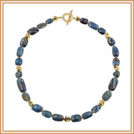 Tanzanian Kyanite and Gold Oval Necklace