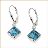Sterling Silver and Faceted Blue Topaz Diamond Earrings