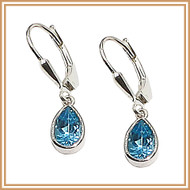 Sterling Silver and Faceted Blue Topaz Petite Teardrop Earrings