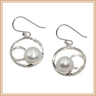 Pearl and Sterling Silver Double Ring Earrings