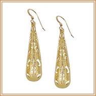 Gold Vine Pattern Teardrop Earrings