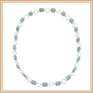 Faceted Aquamarine Rectangle and Sterling Silver Necklace