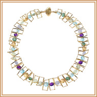 Faceted Gemstone Coin and Gold Necklace