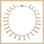 Faceted Rutilated Quartz Teardrop and Gold Necklace