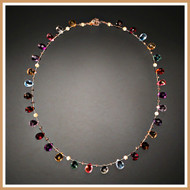 Faceted Multi-Gemstone Flat Teardrop Single Strand Necklace