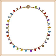 Faceted Multi-Gemstone Rounded Teardrop Single Strand Necklace