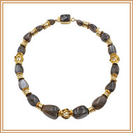 Chocolate Moonstone and Textured Gold Necklace