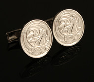 Australian Silver Plated Two Cent Coin Cufflinks front view