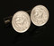 Australian Silver Plated Two Cent Coin Cufflinks front view